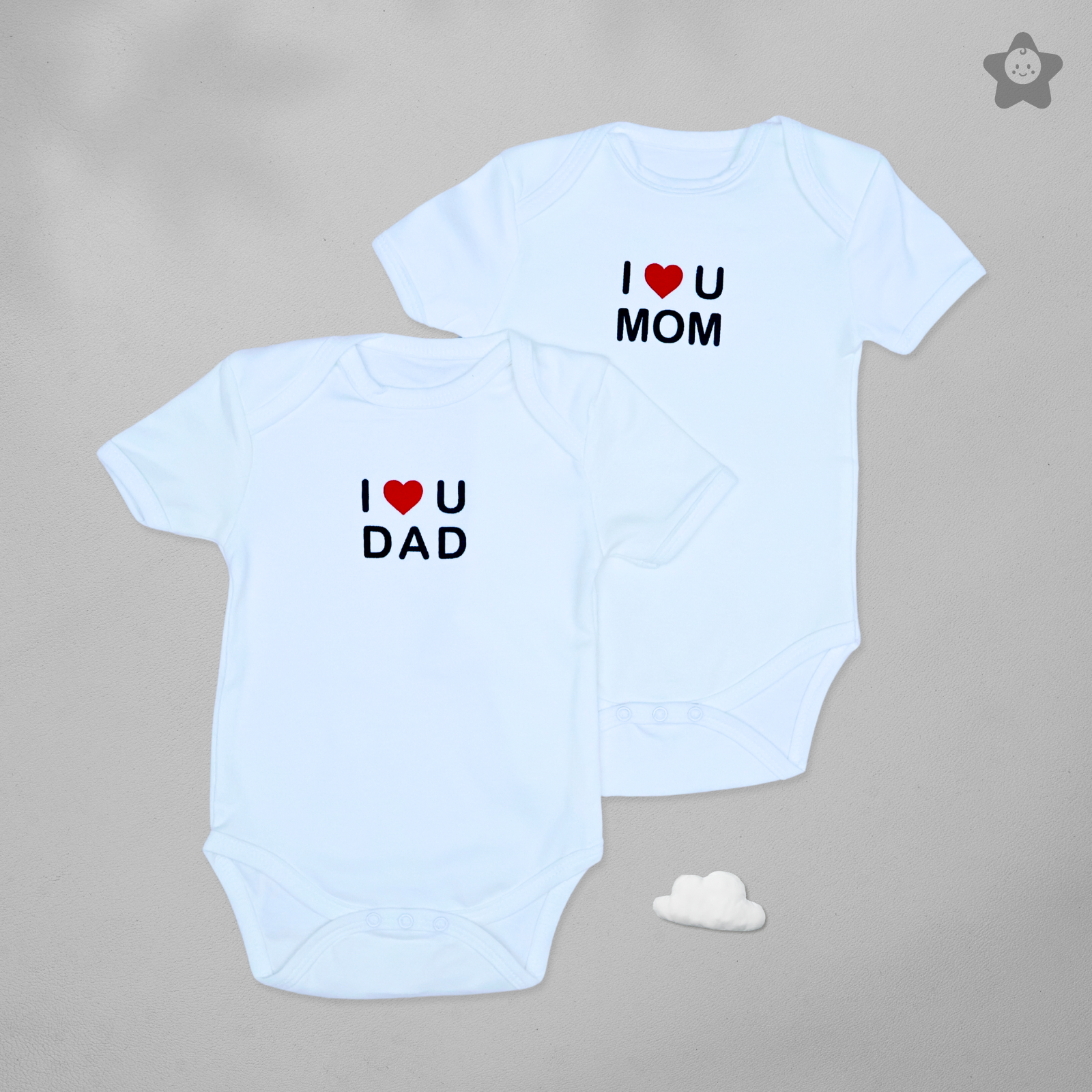 Kika Kiki Parent Love Edition BodySuits - 100% Ultra Soft Knitted Cotton Unisex Onesies (Pack of 2) 3-6M White