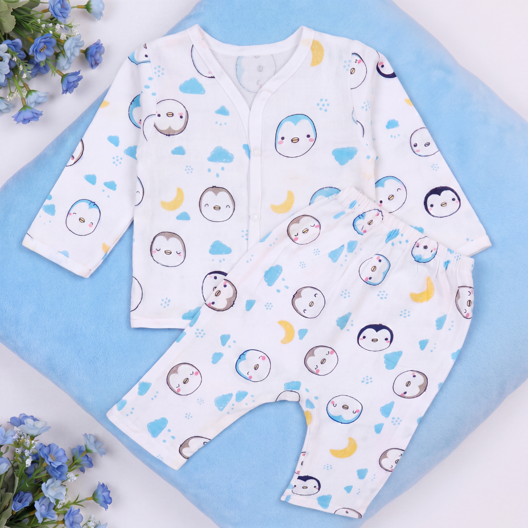 Kika Kiki Wise owls Muslin Co-ord set | 100% Ultra soft FInest Cotton Lounge wear (pack of 1)