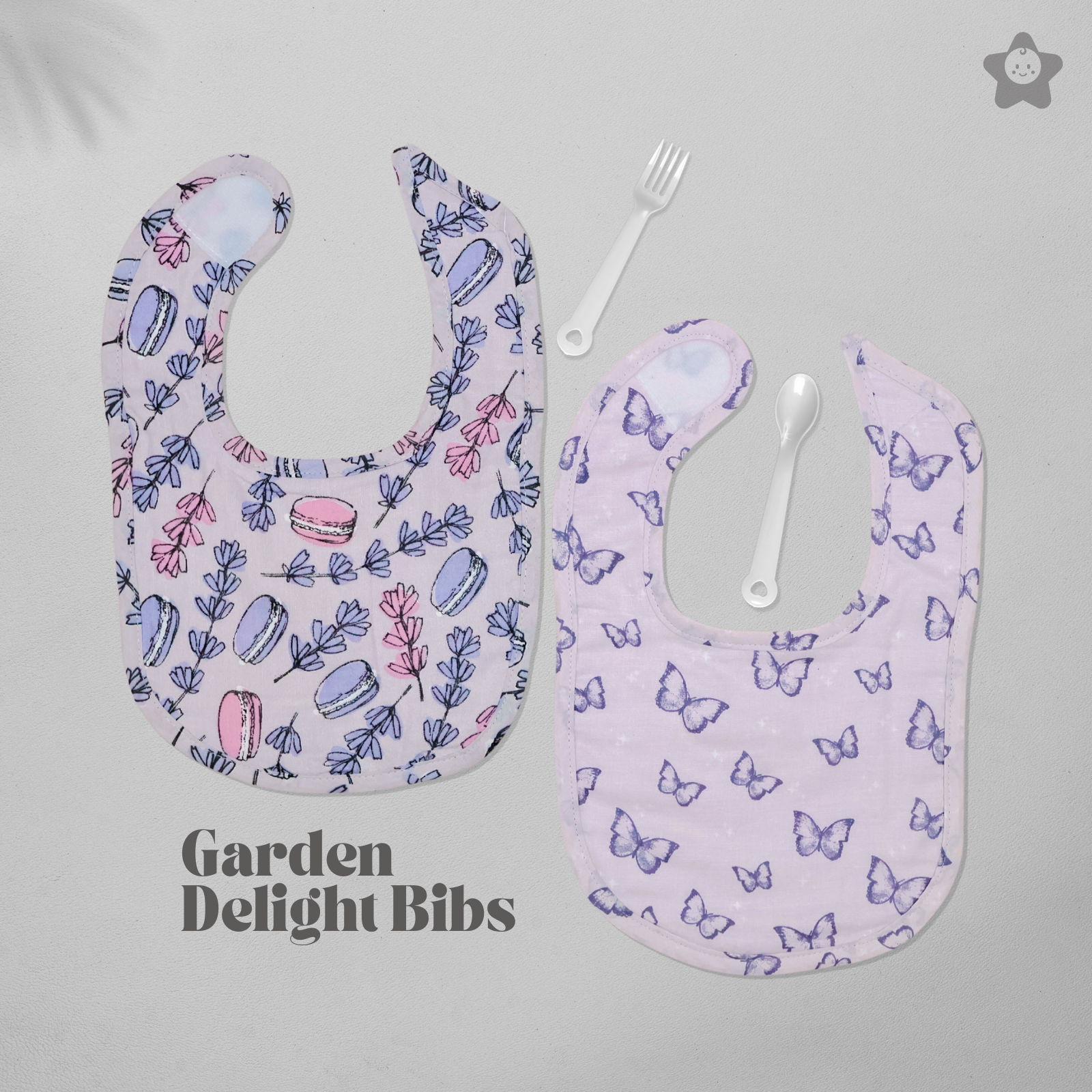 Kika Kiki Garden Delight Baby Apron Bibs - 100% Soft Muslin Cotton (Pack of 2)