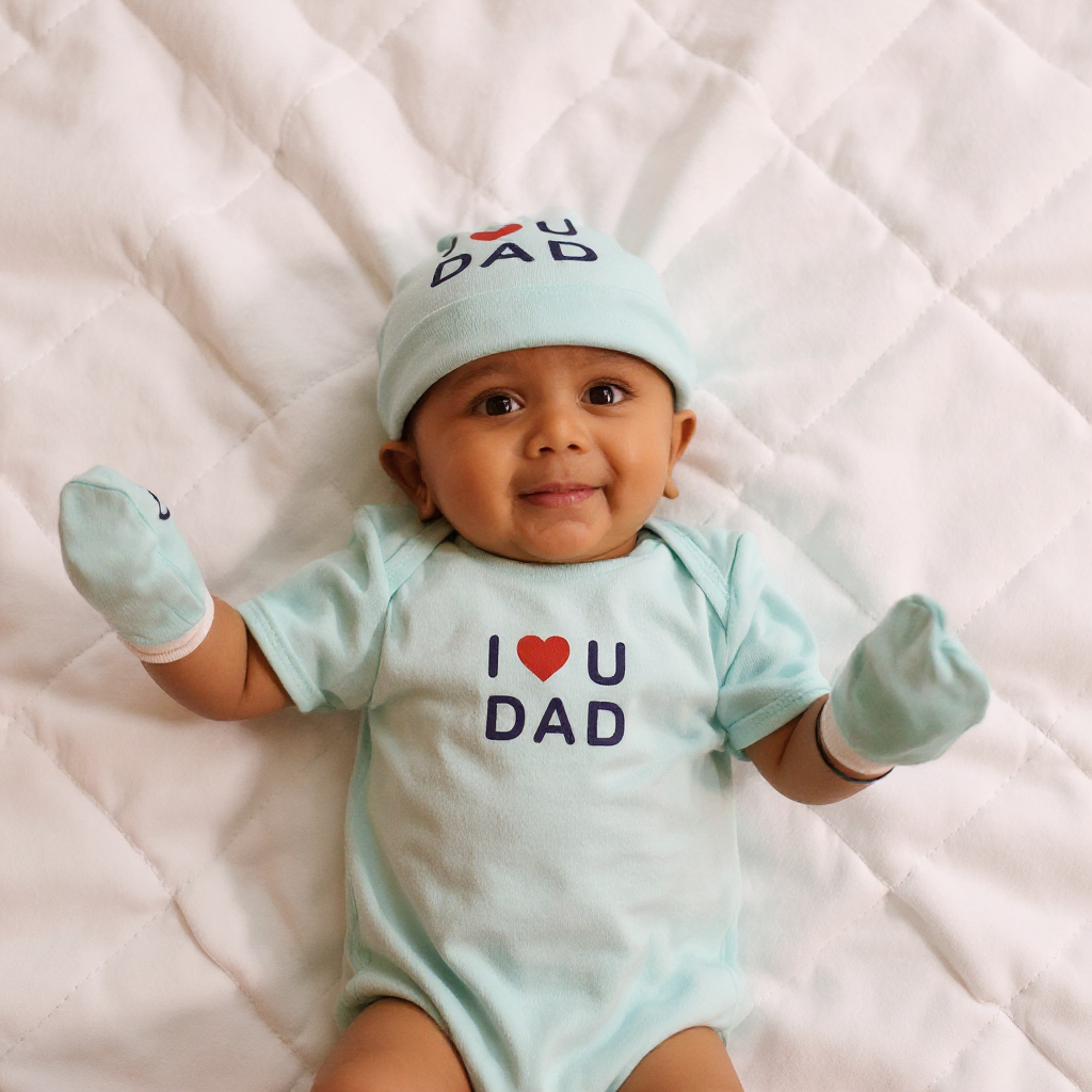 First Love Giftset - I Love You Dad - The Perfect Gift for New Parents - Bodysuit Set For Just Born