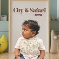 Kika Kiki City & Safari Baby Apron Bibs - 100% Soft Muslin Cotton (Pack of 2)