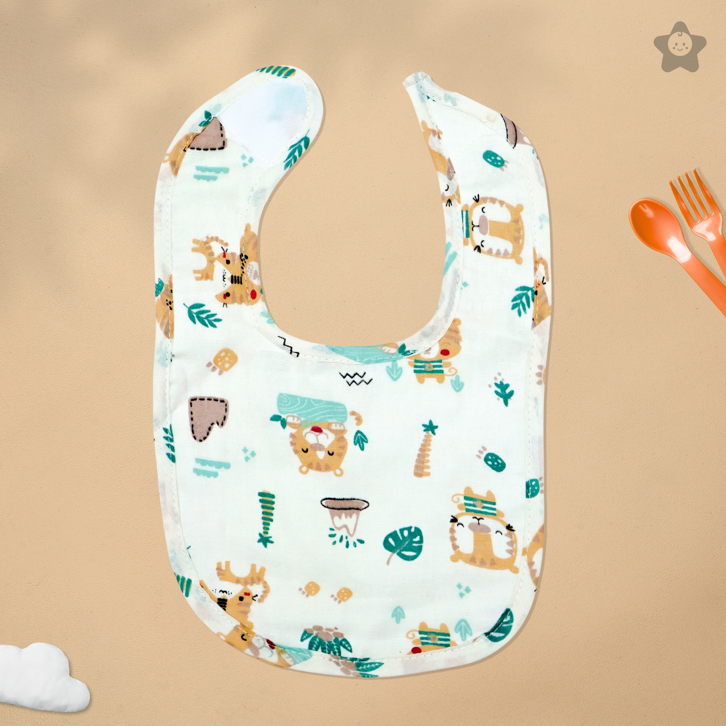 Kika Kiki City & Safari Baby Apron Bibs - 100% Soft Muslin Cotton (Pack of 2)