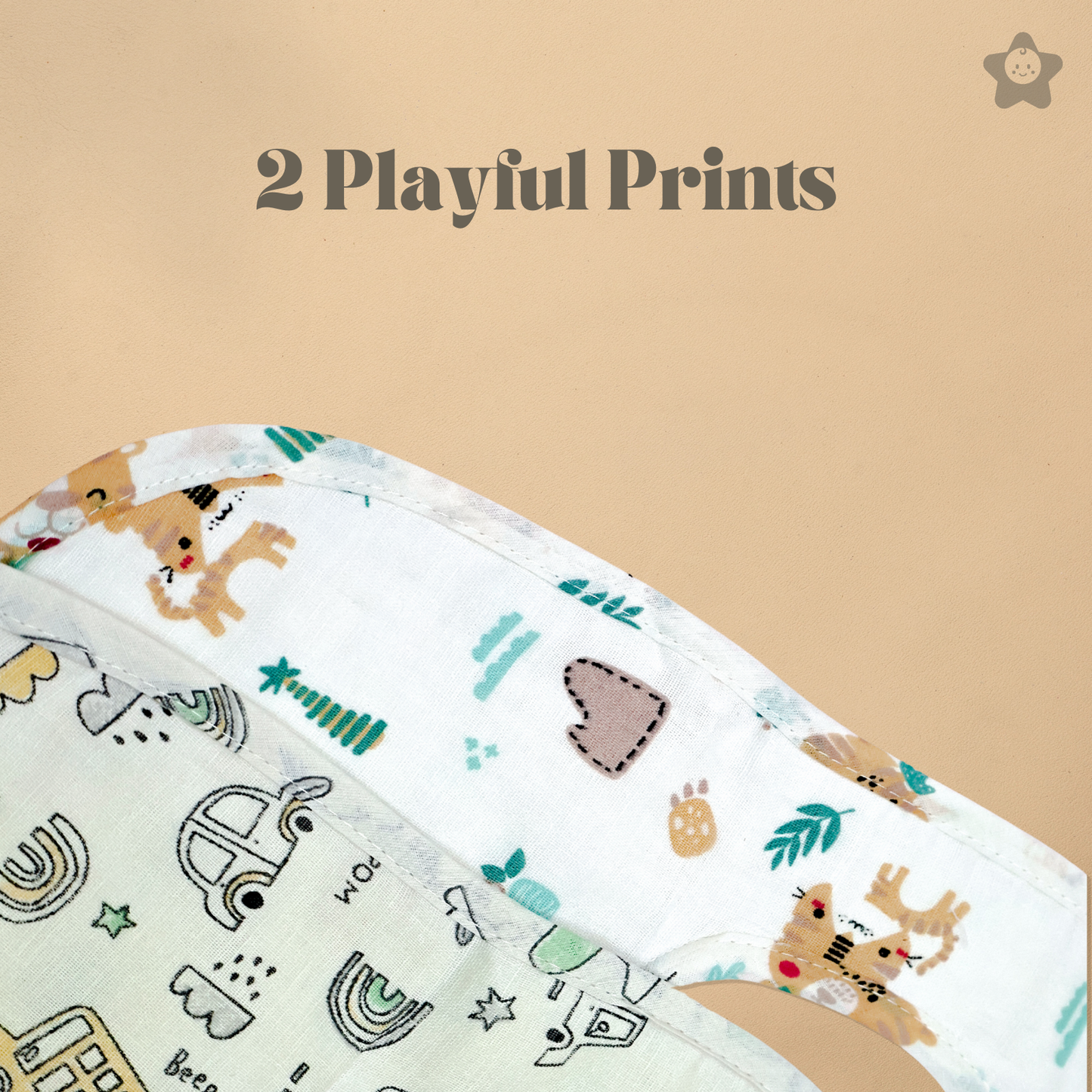 Kika Kiki City & Safari Baby Apron Bibs - 100% Soft Muslin Cotton (Pack of 2)