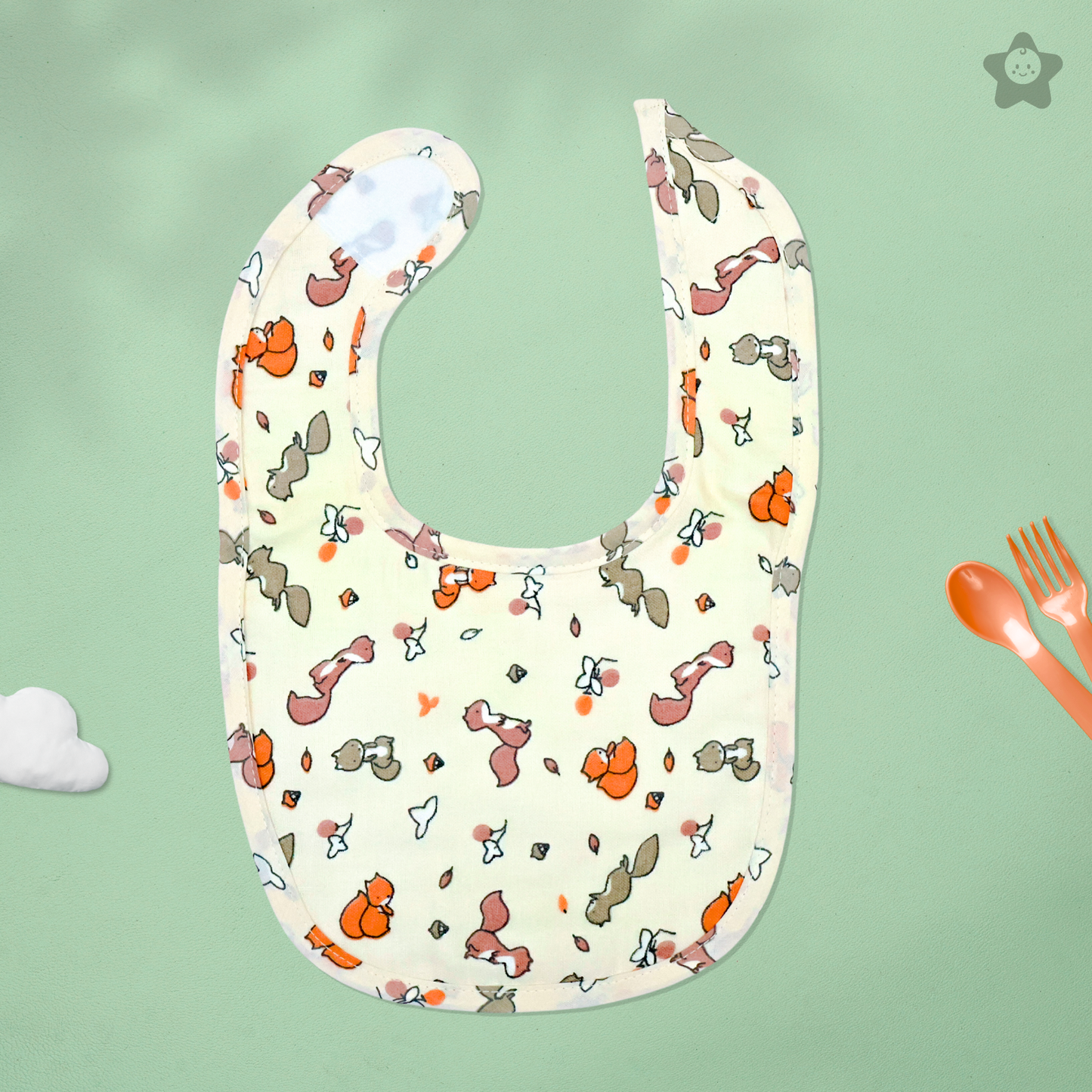 Kika Kiki Squirrels & Bees Duo Baby Apron Bibs - 100% Soft Muslin Cotton (Pack of 2)