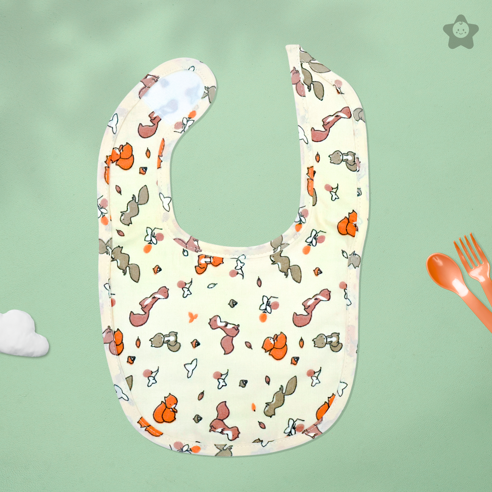 Kika Kiki Squirrels & Bees Duo Baby Apron Bibs - 100% Soft Muslin Cotton (Pack of 2)