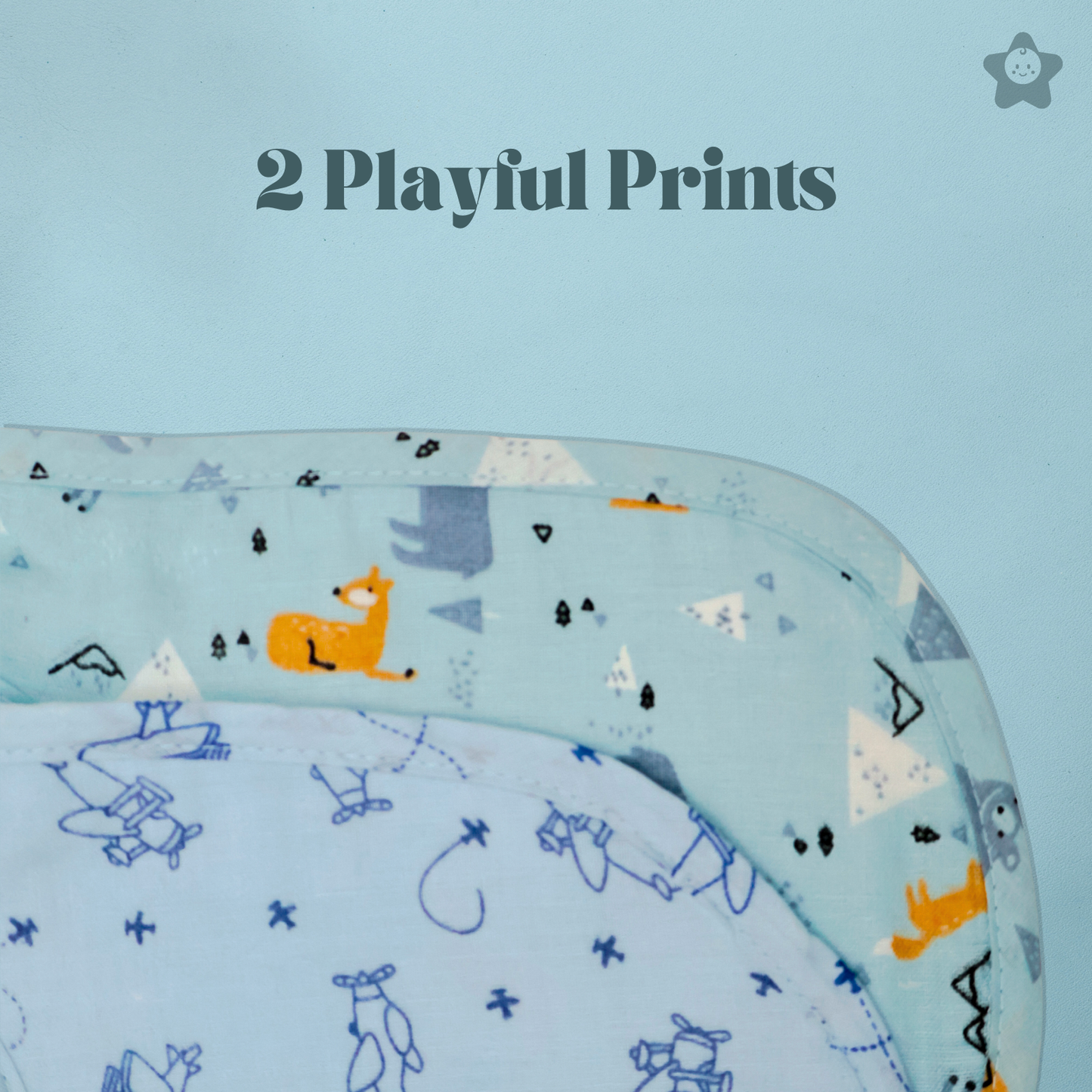 Kika Kiki Planes & Pals Baby Apron Bibs - 100% Soft Muslin Cotton (Pack of 2)