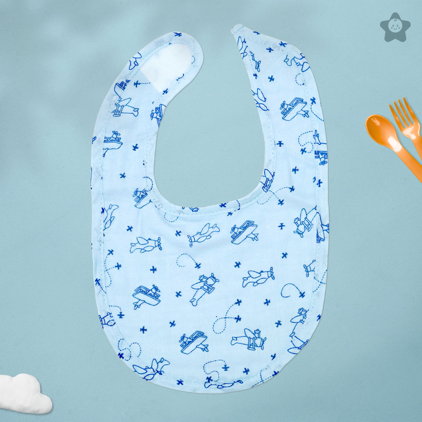 Kika Kiki Planes & Pals Baby Apron Bibs - 100% Soft Muslin Cotton (Pack of 2)