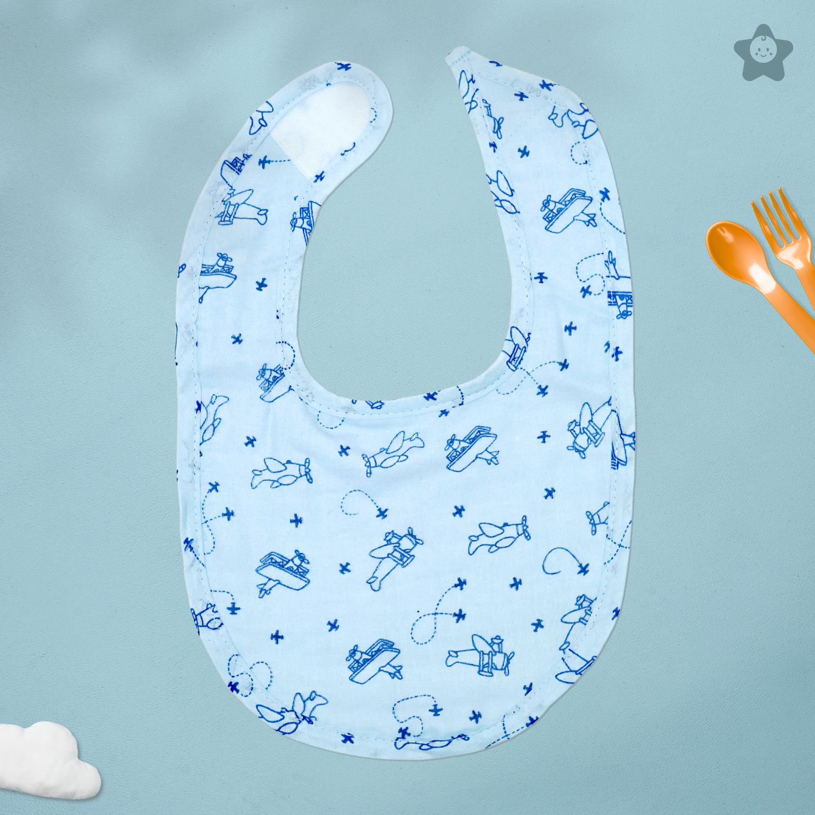Kika Kiki Planes & Pals Baby Apron Bibs - 100% Soft Muslin Cotton (Pack of 2)