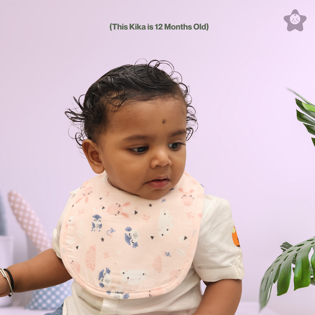 Kika Kiki Woodland Duo Baby Apron Bibs - 100% Soft Muslin Cotton (Pack of 2)