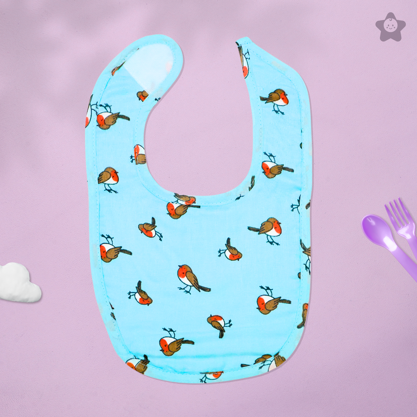 Kika Kiki Woodland Duo Baby Apron Bibs - 100% Soft Muslin Cotton (Pack of 2)